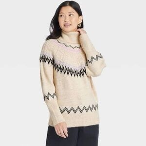 A New Day Women's Oatmeal Fair
Isle Turtle Neck Size XL